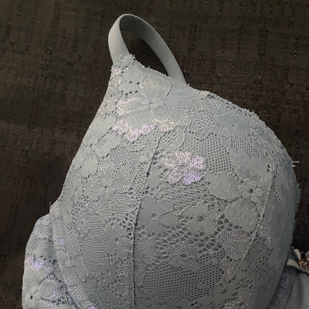 Victoria's Secret Light Blue Lace Push-Up Bra with Bow Size 38C - Picture 3 of 14